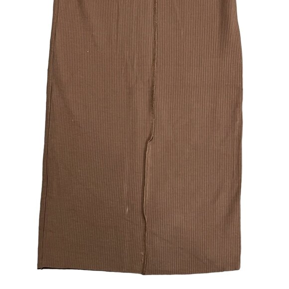 Naked Wardrobe All Snatched Up Ribbed Bodycon Midi Dress Sz Small Womens Taupe C - Picture 3 of 6